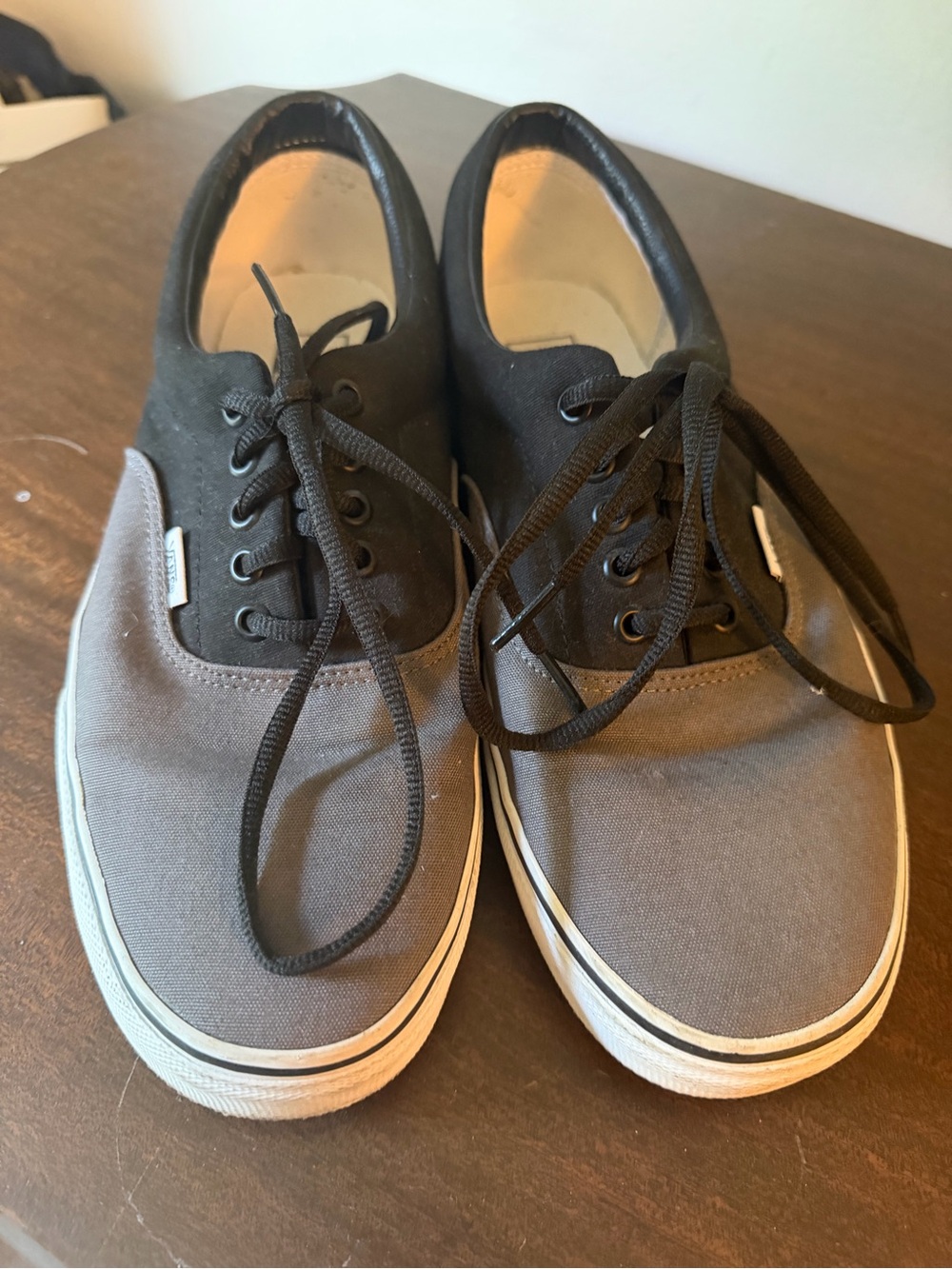 Vans Two-Tone Gray and Black Canvas Lace-Up Sneakers